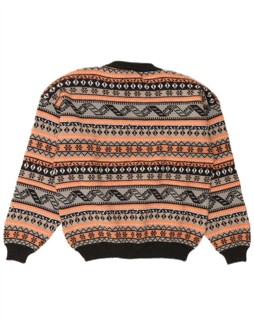 Maglione maglione girocollo da donna VINTAGE UK 16 grande multicolore