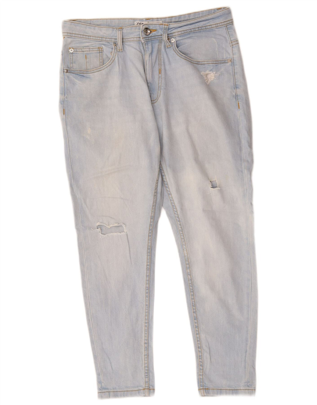 Jeans corti slim invecchiati Zara da donna EU 40 medio W30 L25 cotone blu