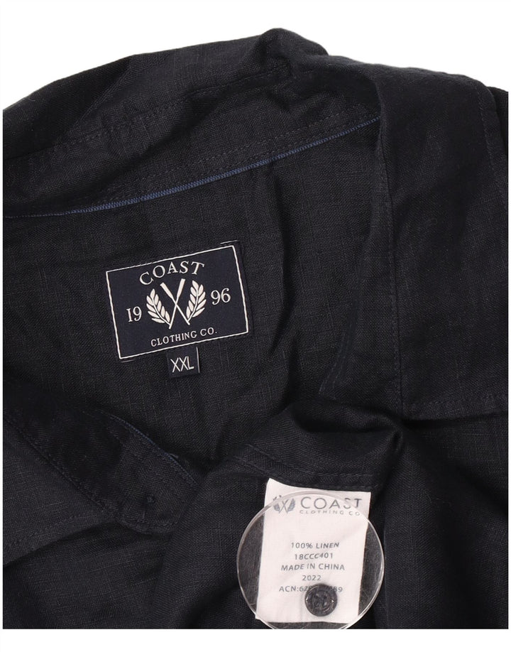 Camicia a maniche corte da uomo Coast 2XL Lino blu navy