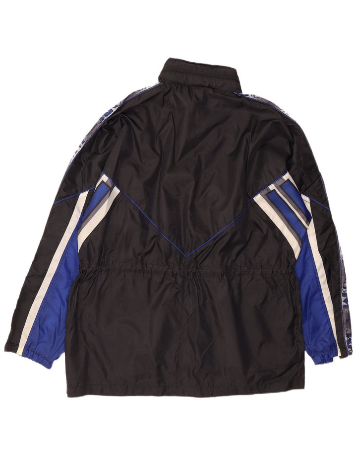 Giacca antipioggia grafica da uomo con cappuccio JAKO UK 42 XL Nylon color block nero