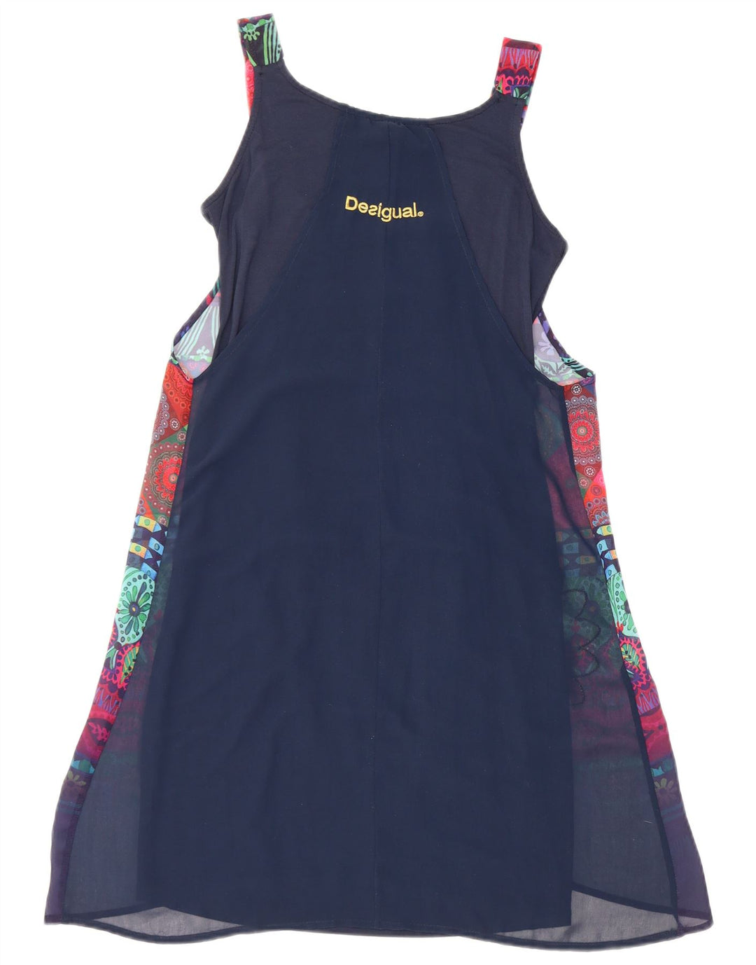 Desigual Abito basic senza maniche da donna con motivo astratto EU 34 XS Blu navy