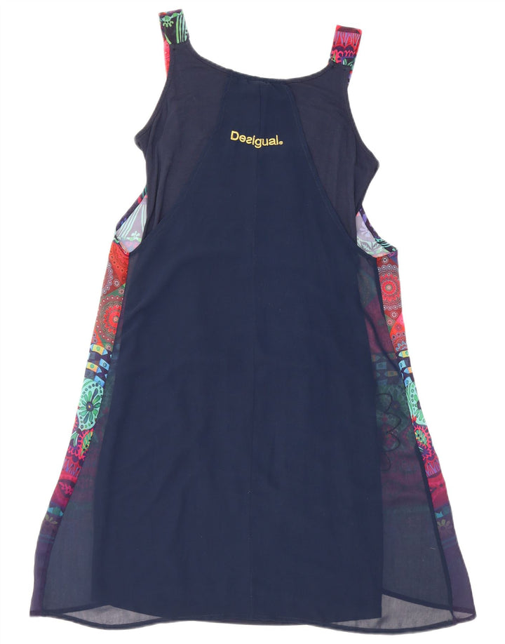 Desigual Abito basic senza maniche da donna con motivo astratto EU 34 XS Blu navy