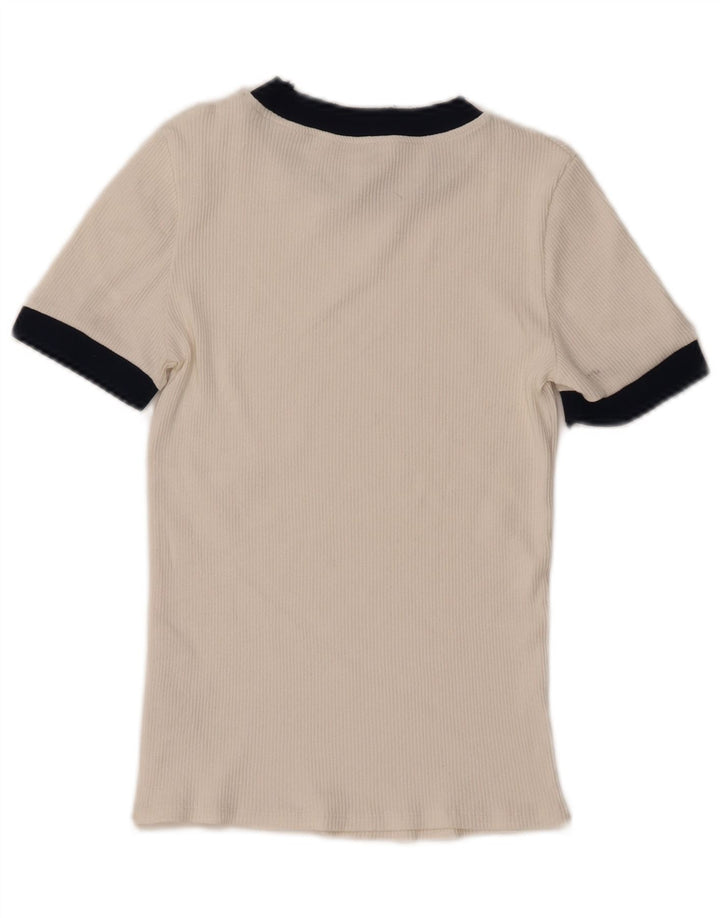T-shirt da donna Zara Top UK 12 Poliestere color block bianco medio