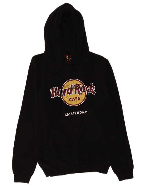 Felpa con cappuccio grafica da donna Hard Rock Cafe Amsterdam UK 14 media nera