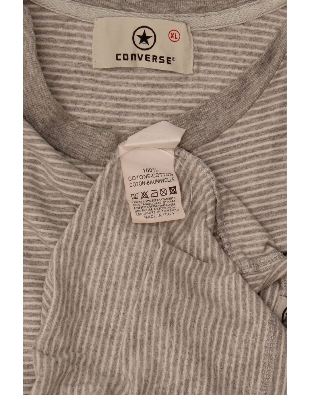 T-shirt da uomo Converse Top XL in cotone gessato grigio
