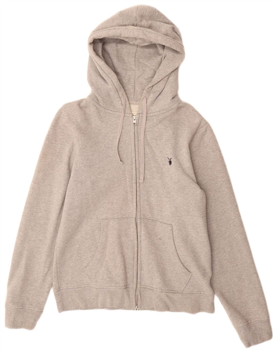 Maglione con cappuccio e zip da uomo ALL SAINTS grande in cotone grigio