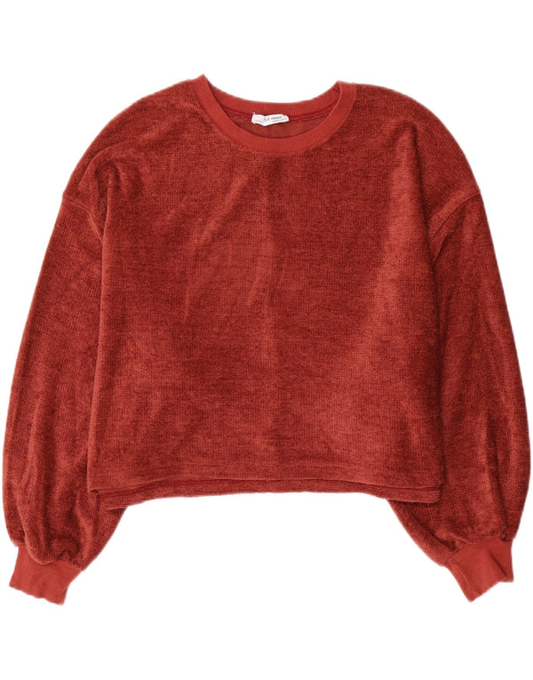 Maglione maglione oversize con scollo a barca da donna Zara UK 10 piccolo poliestere rosso