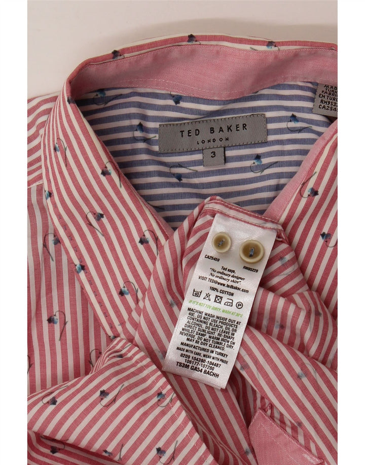 Camicia da uomo TED BAKER taglia 3 cotone gessato rosso medio