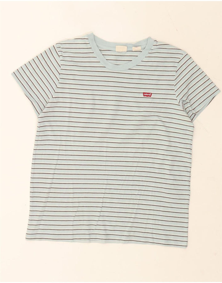 T-shirt da donna Levi's Top UK 14 cotone a righe blu medio