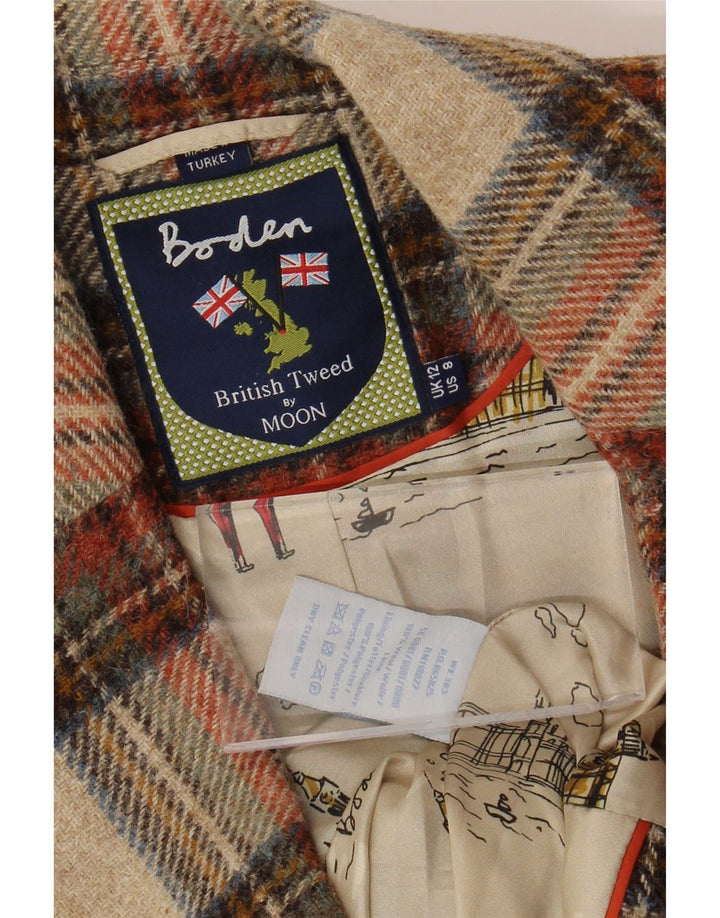 BODEN Giacca blazer da donna a 2 bottoni UK 12 lana a quadri multicolore media