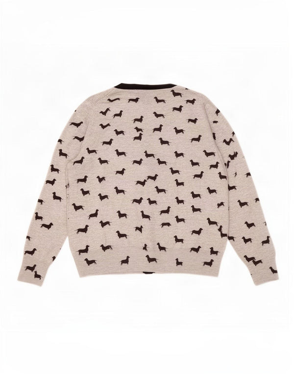 Maglione cardigan da donna Marks & Spencer UK 16 grande stampa animalier grigia