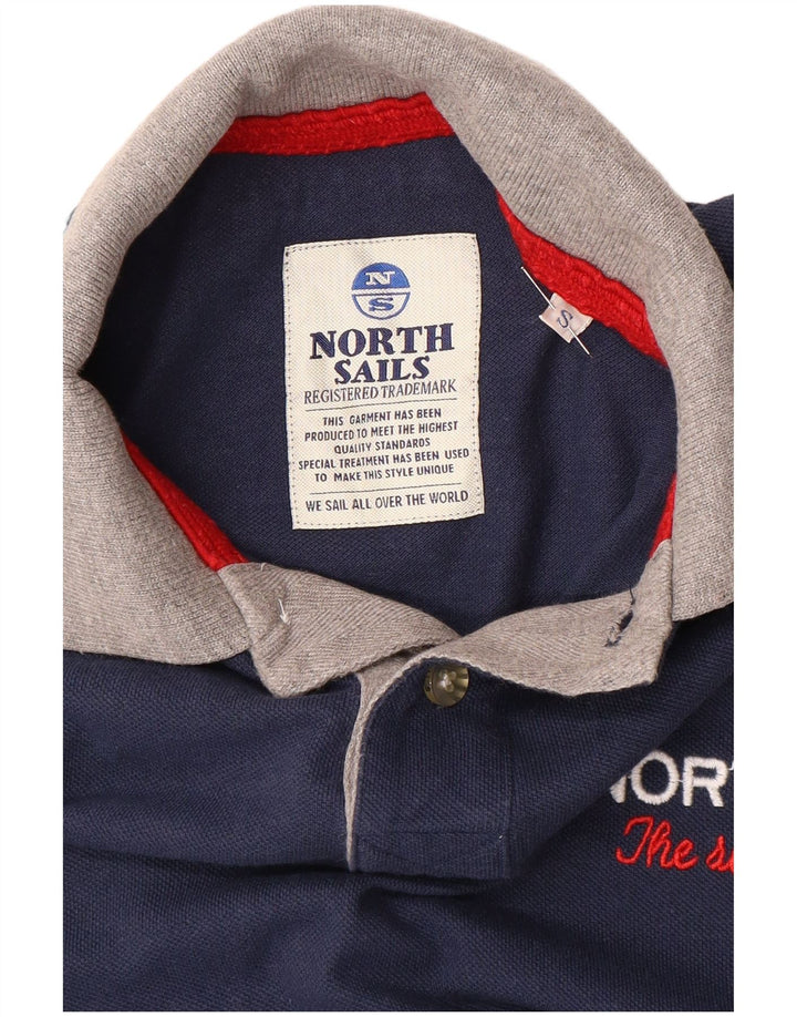 Polo grafica da uomo NORTH SAILS piccola color block blu navy