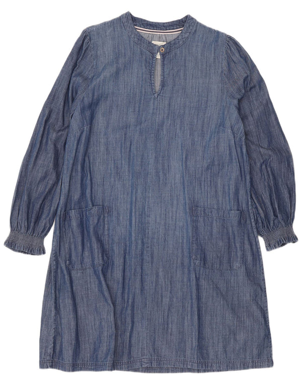 Fat Face Womens Long Sleeve Denim Dress UK 16 Large Blue Cotton