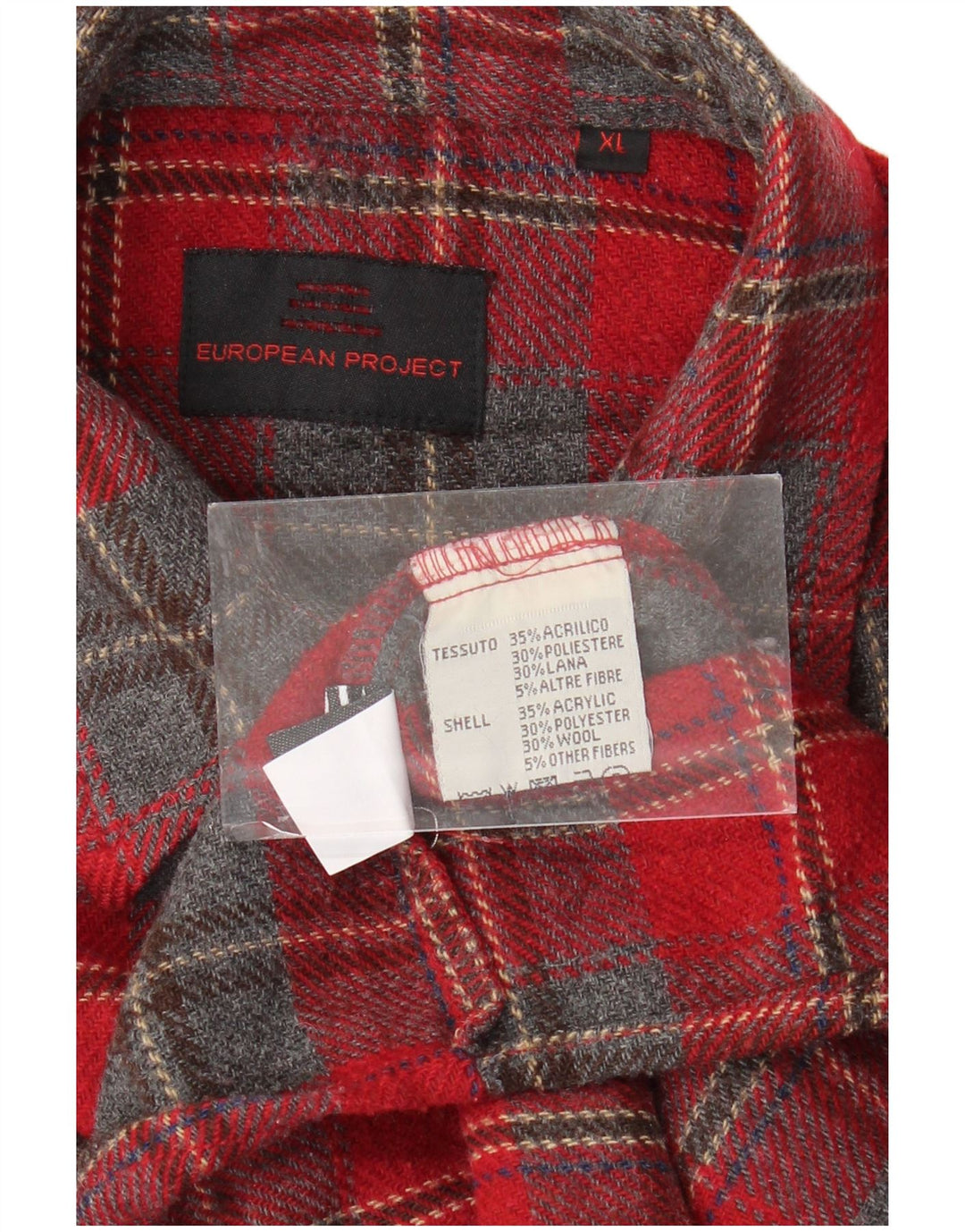 PROGETTO EUROPEO Camicia da uomo in flanella XL Acrilico a quadri rossi