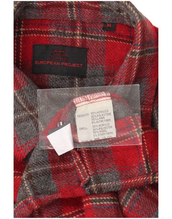 PROGETTO EUROPEO Camicia da uomo in flanella XL Acrilico a quadri rossi