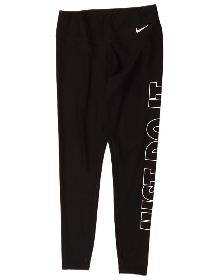 Leggings grafici Nike Dri Fit da donna UK 14 poliestere nero medio