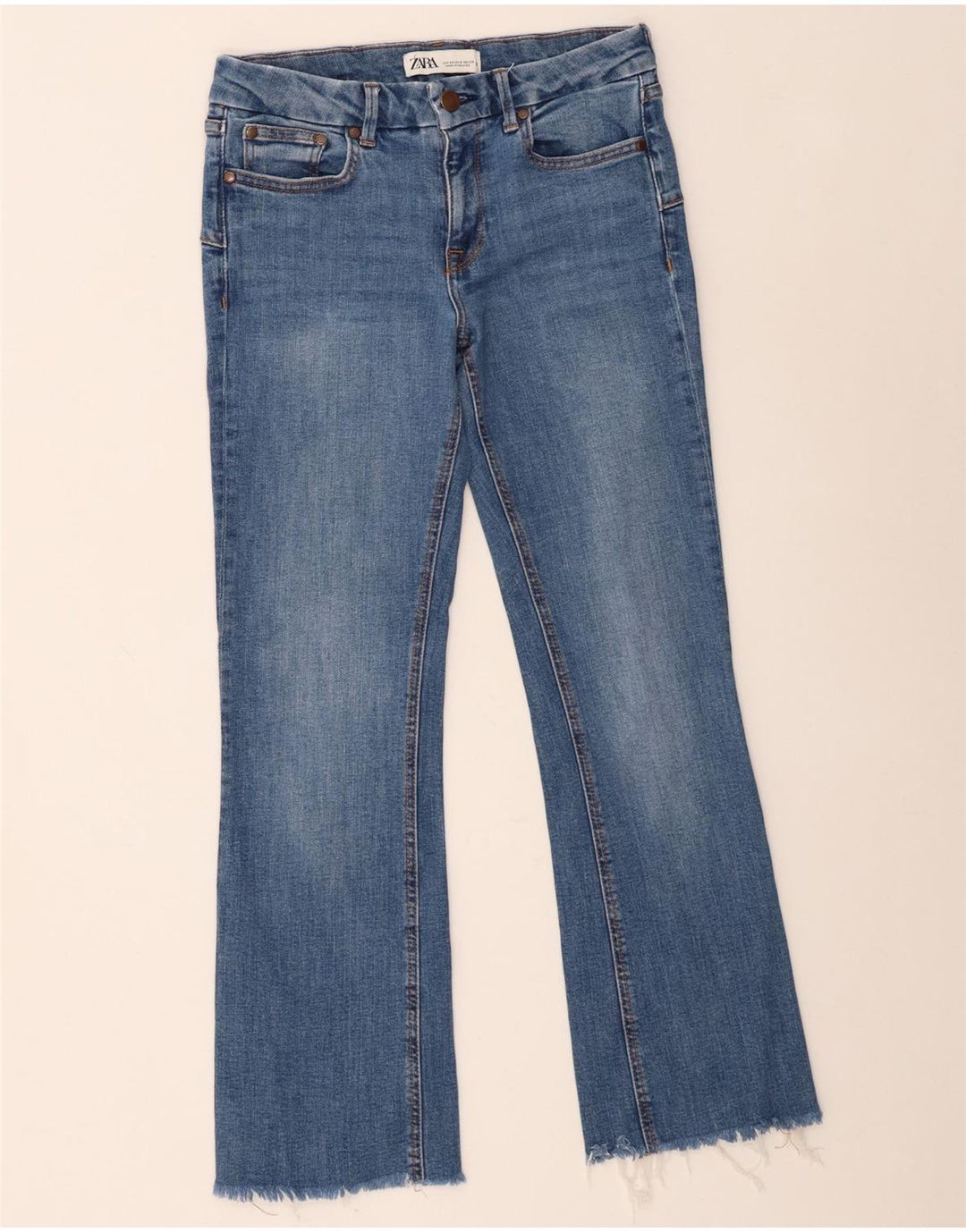 Jeans svasati da donna Zara EU 38 piccoli W28 L27 Blu