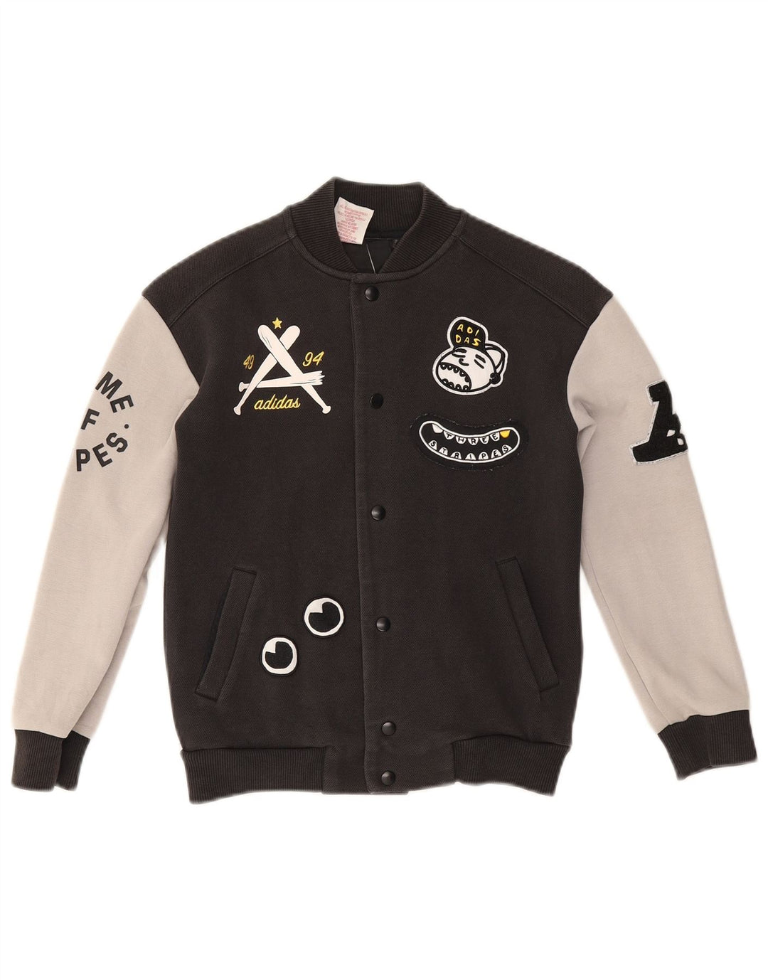 Giacca da ginnastica grafica da ragazzo Adidas 8-9 anni in cotone color block nero