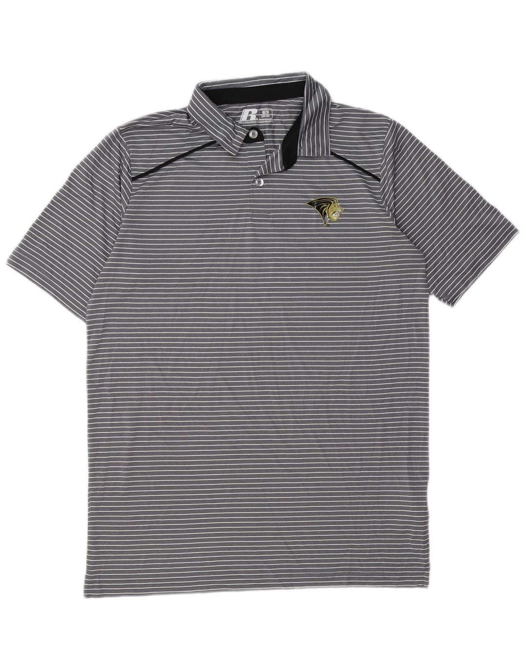 Polo da uomo RUSSELL ATHLETIC UK 38/40 Poliestere a righe grigio medio