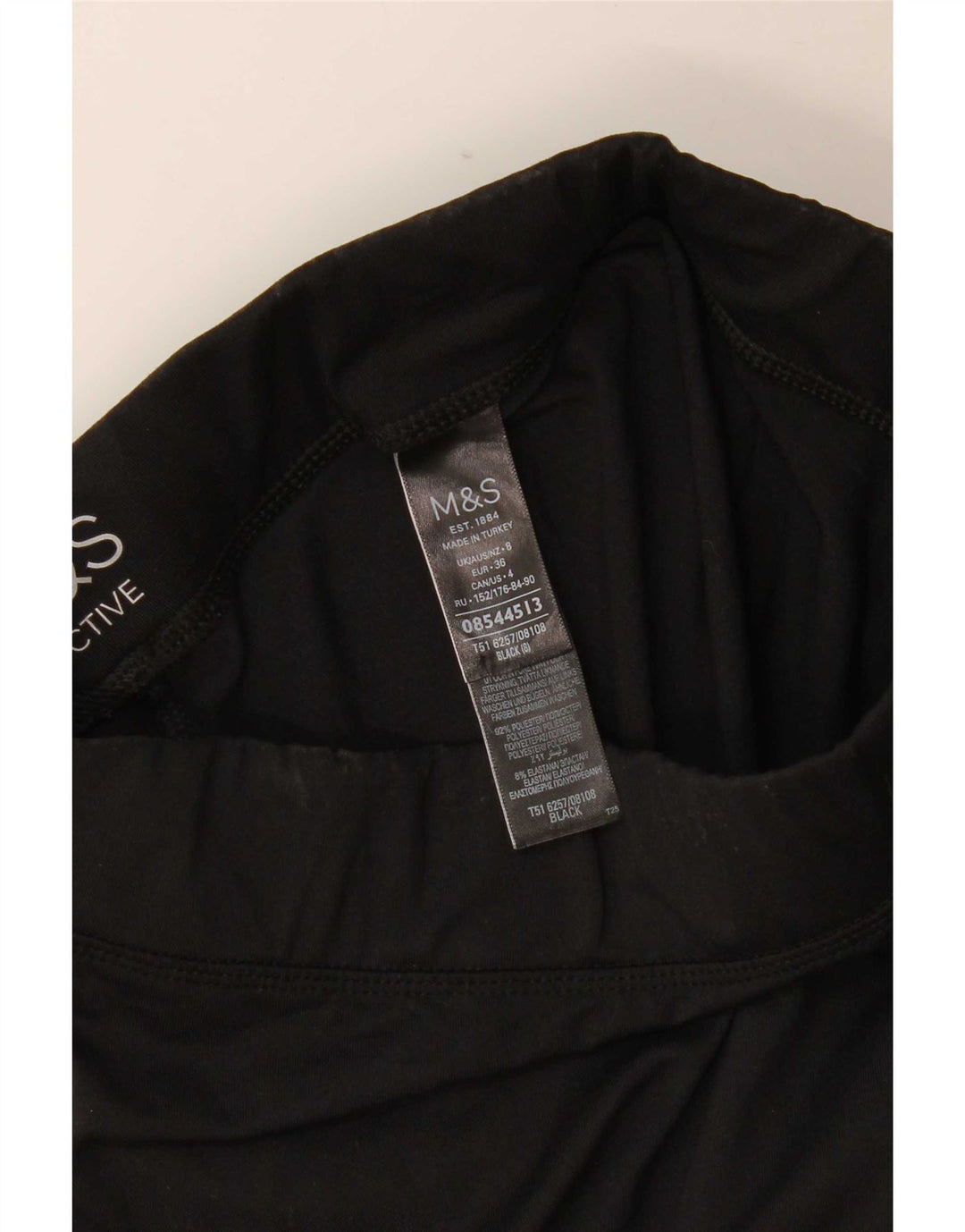 Leggings a vita alta Capri da donna Marks & Spencer UK 8 piccoli poliestere nero