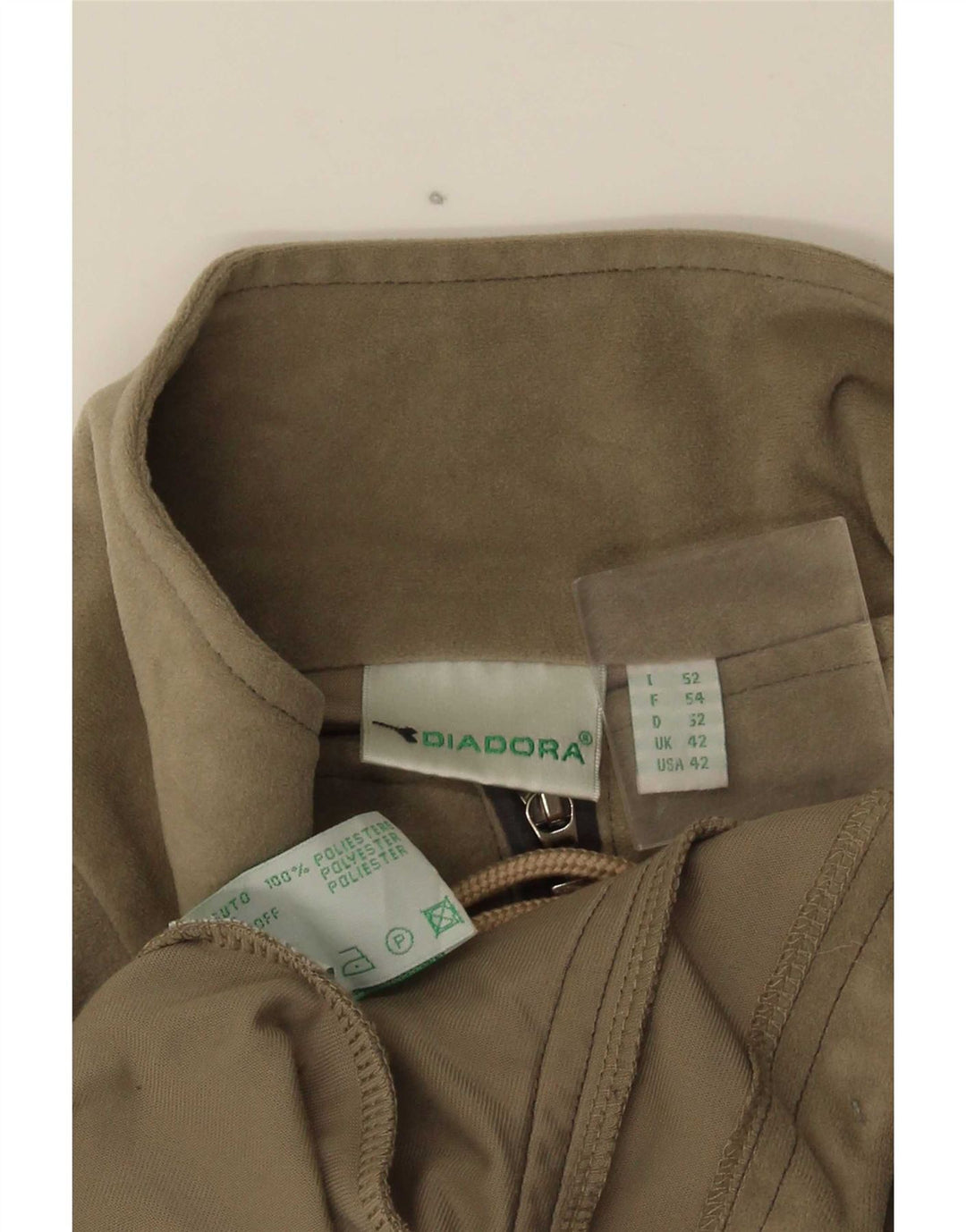 Giacca da ginnastica da uomo in velluto Diadora UK 42 Large in poliestere kaki