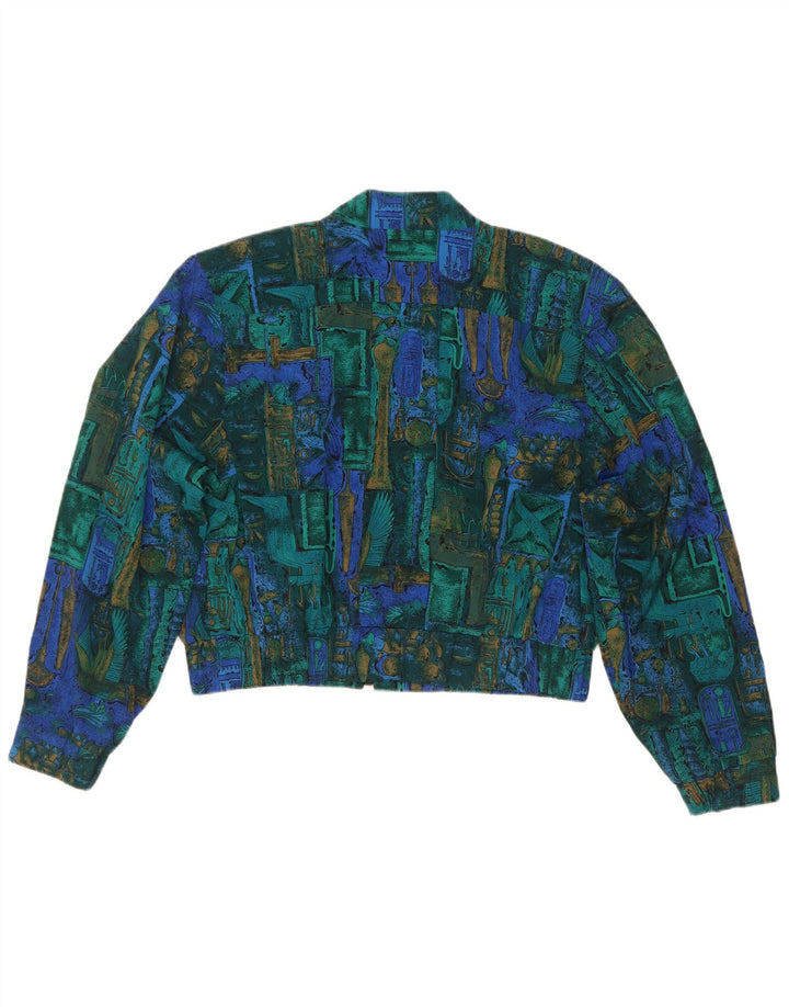 Giacca bolero oversize da donna vintage IT 40 piccola geometrica multicolore