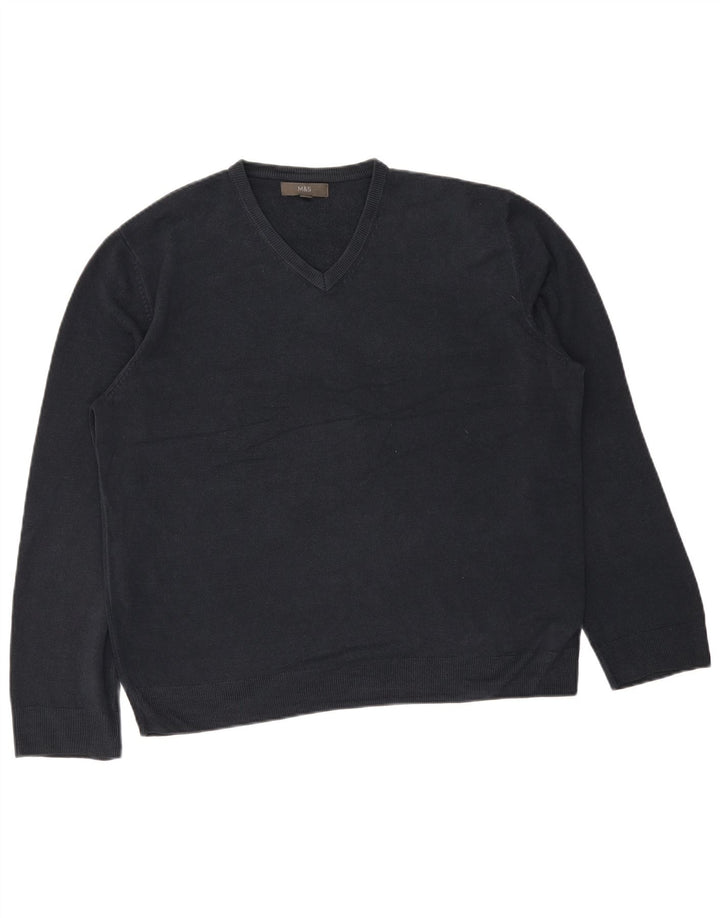 Maglione da uomo con scollo a V Marks & Spencer 2XL acrilico blu navy
