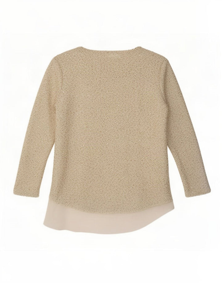 Top tunica con maniche a 3/4 da donna Zara UK 16 grande poliestere beige