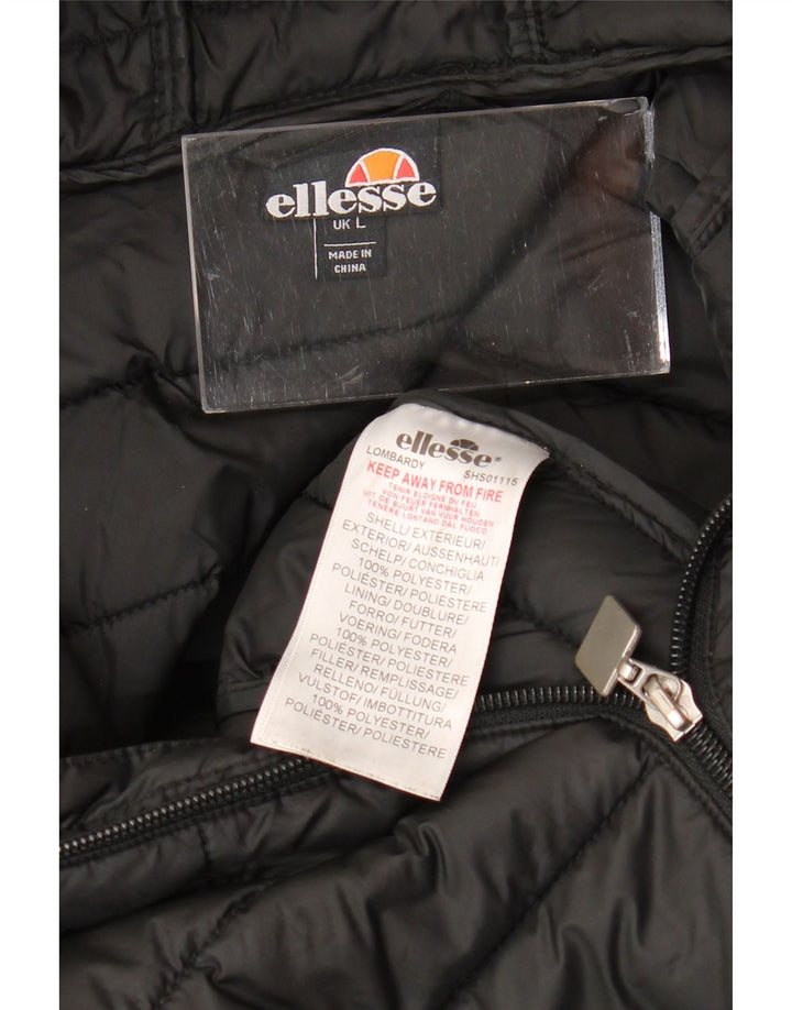 ELLESSE Giacca imbottita con cappuccio da uomo UK 40 Large Nero Poliestere