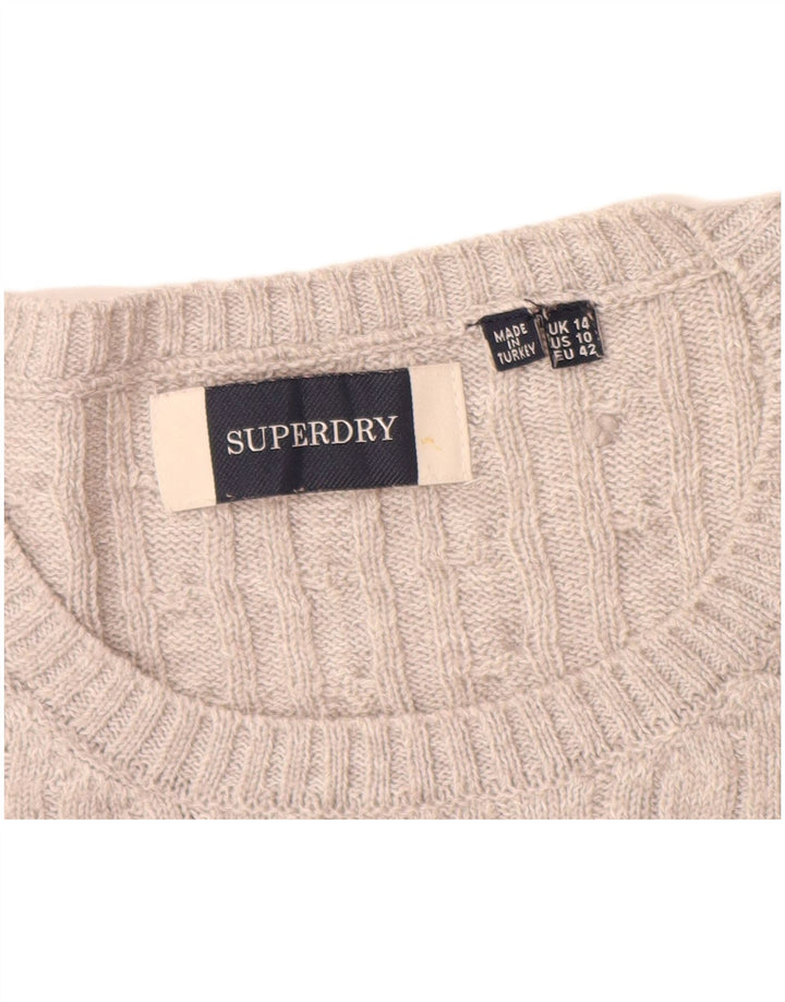 Maglione da donna con scollo a barca SUPERDRY UK 14 grande acrilico grigio