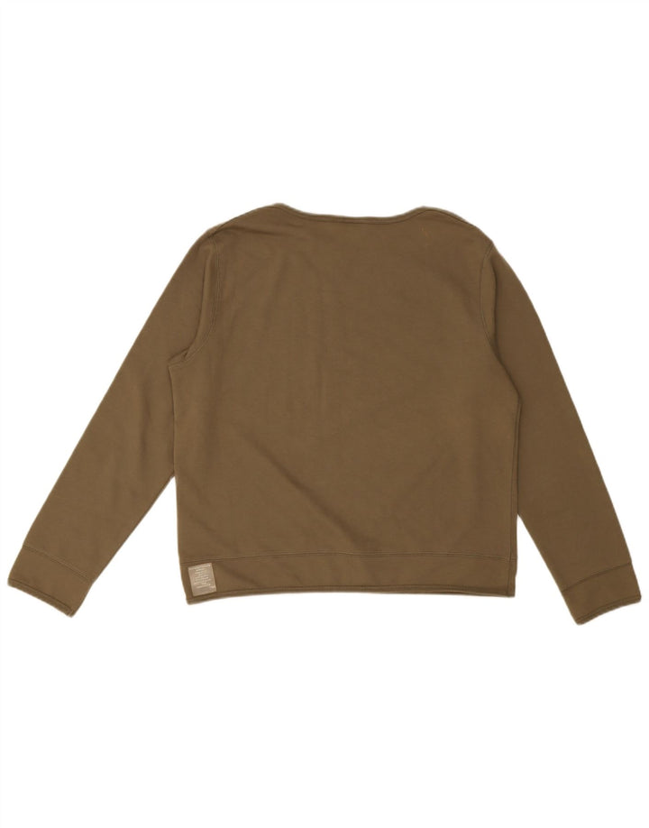 Top grafico corto da donna Esprit manica lunga UK 14 Cotone verde medio