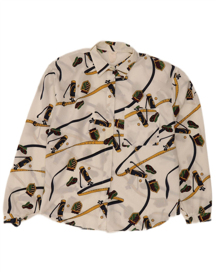 Camicia trasparente da donna con motivo astratto VINTAGE IT 42 bianco medio