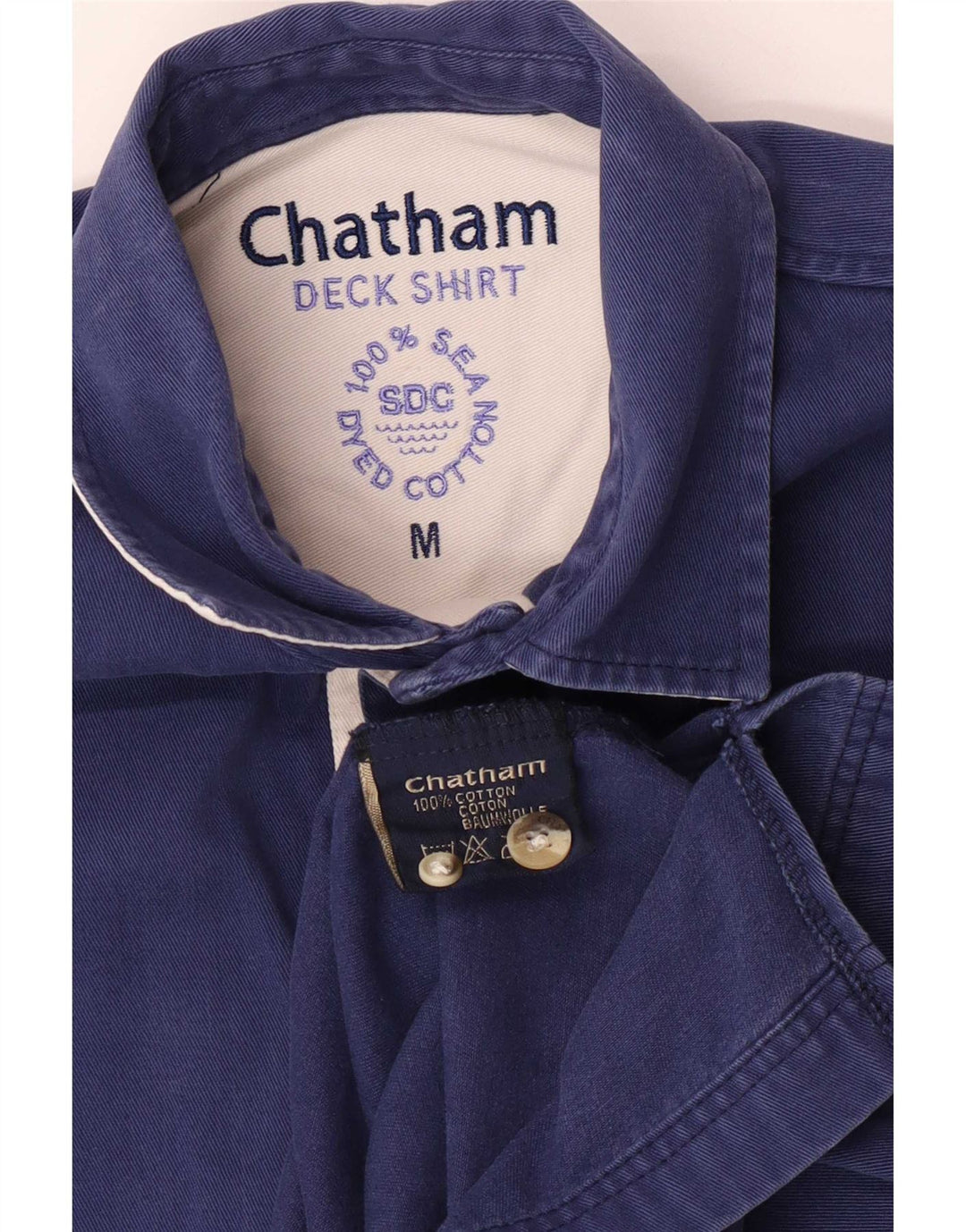 Camicia pullover da uomo Chatham Yachting in cotone a righe medie blu navy