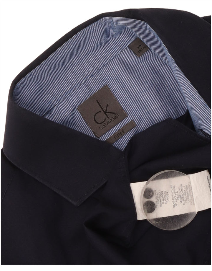Camicia aderente da uomo Calvin Klein taglia 39 15 1/2 cotone medio blu navy