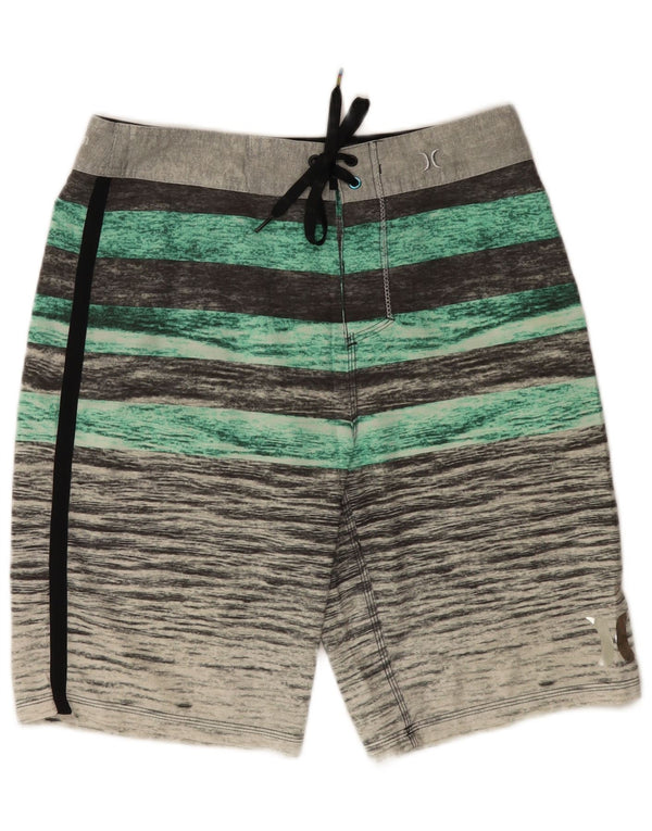 Pantaloncini da bagno da uomo Hurley piccoli in poliestere a righe grigie