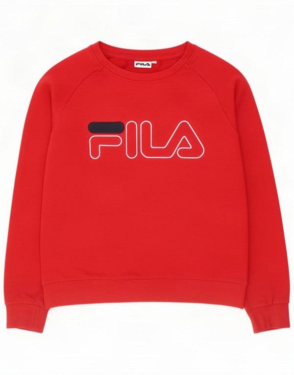 Felpa con grafica da donna Fila Maglione UK 10 Small Rosso Cotone