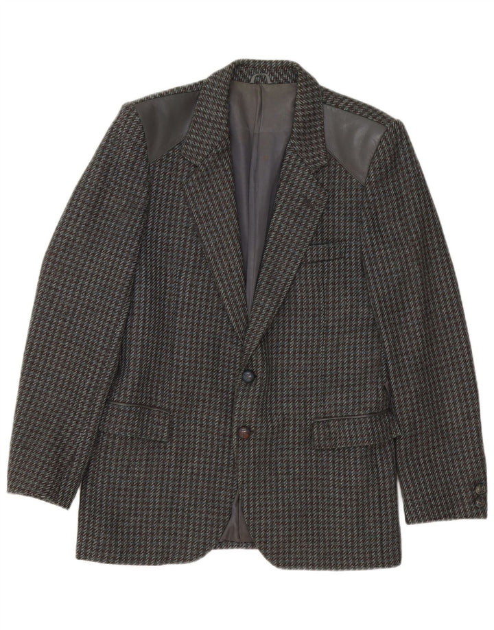 Giacca blazer vintage da uomo a 2 bottoni IT 46 piccolo pied de poule grigio