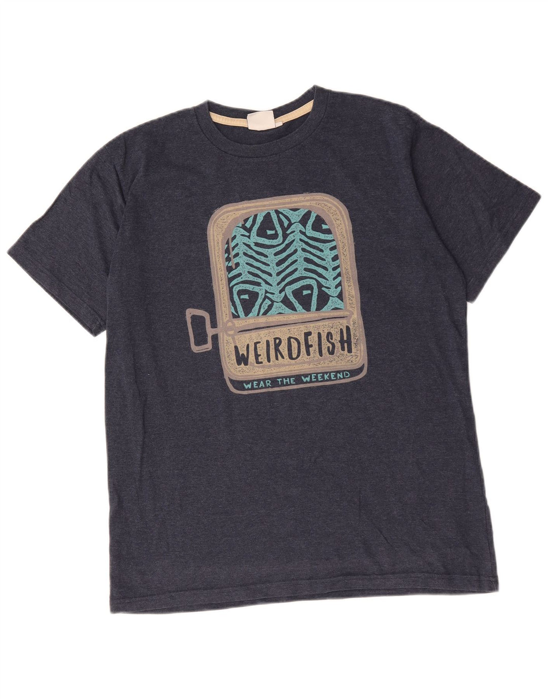 T-shirt grafica da uomo Weird Fish Top in cotone blu navy medio