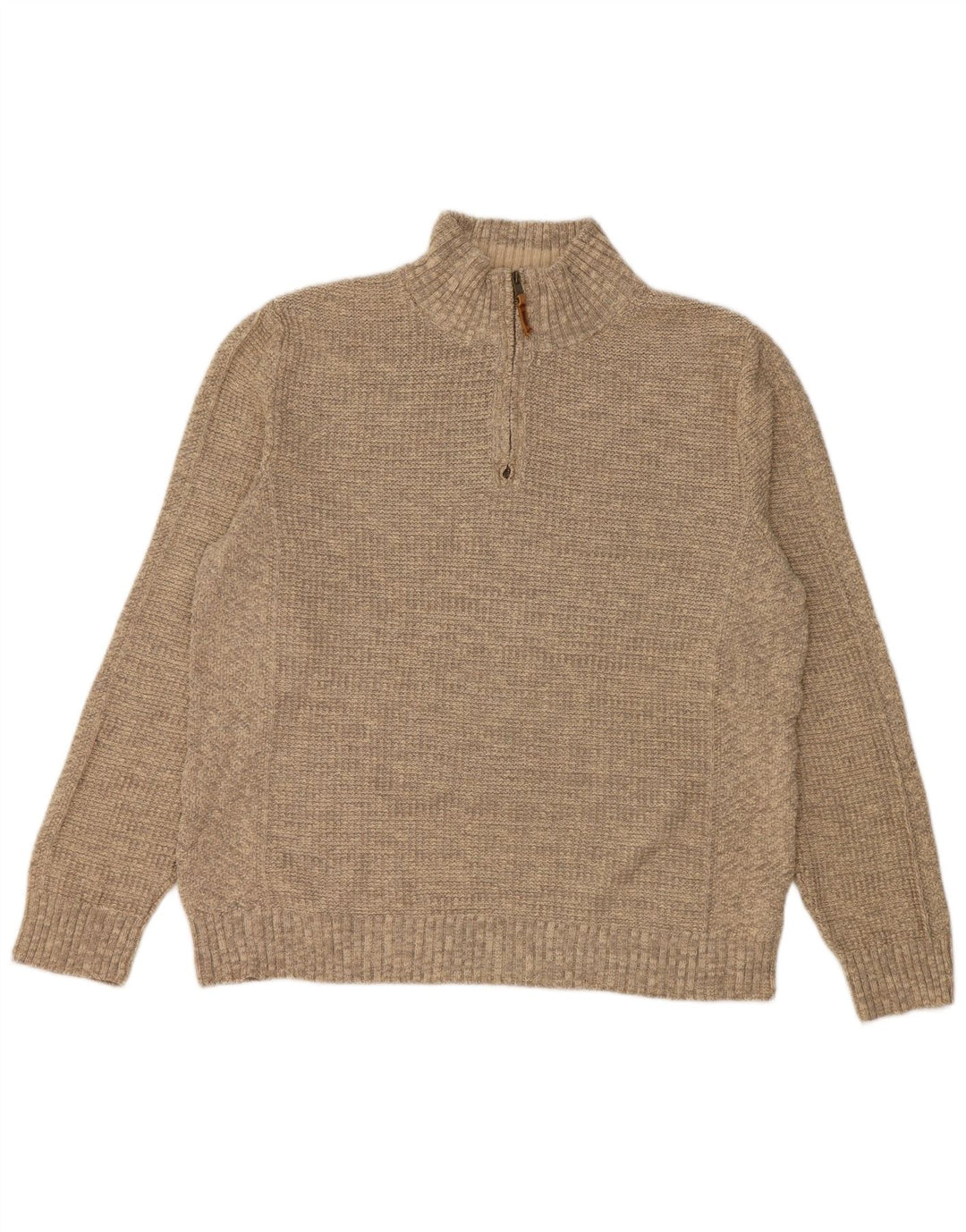 FAT FACE Maglione da uomo con zip e collo XL in cotone grigio