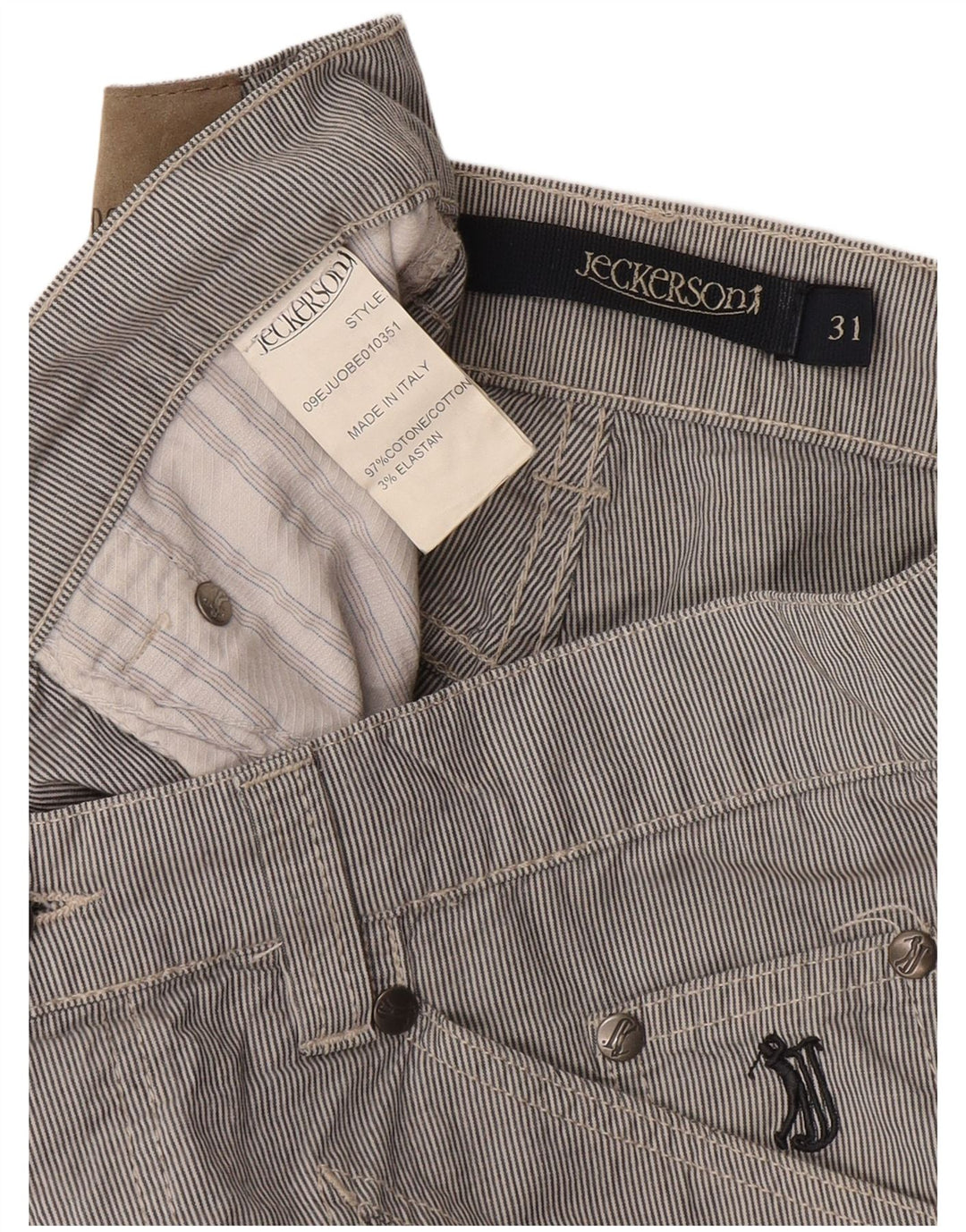 Bermuda da uomo Jeckerson W31 cotone gessato grigio medio
