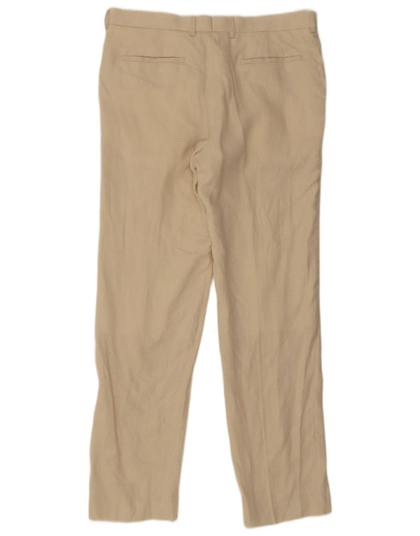 Pantaloni da abito dritti da uomo Marks & Spencer W36 L33 Lino beige