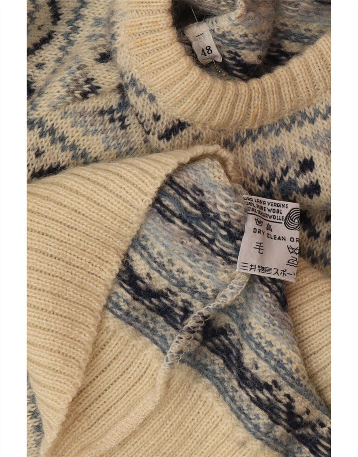 Maglione maglione girocollo da uomo Silvy IT 48 Beige medio Fair Isle