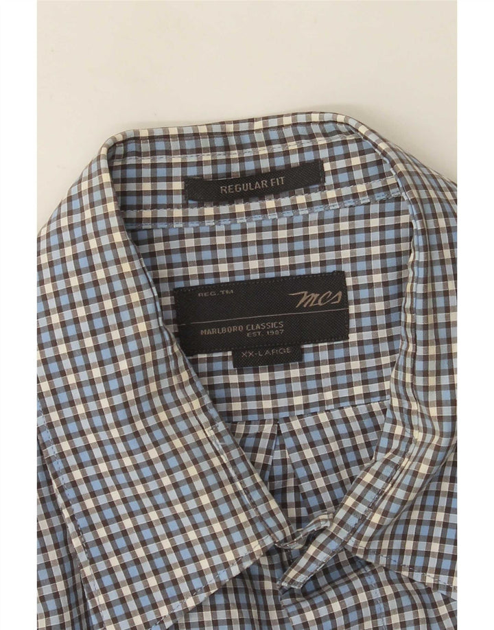 Camicia da uomo Regular Fit Marlboro Classics 2XL Blu a quadretti