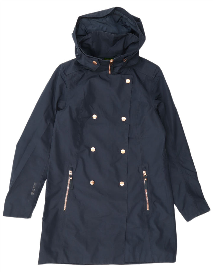 Impermeabile con cappuccio doppio petto da donna Helly Hansen UK 10 Small Blu Navy