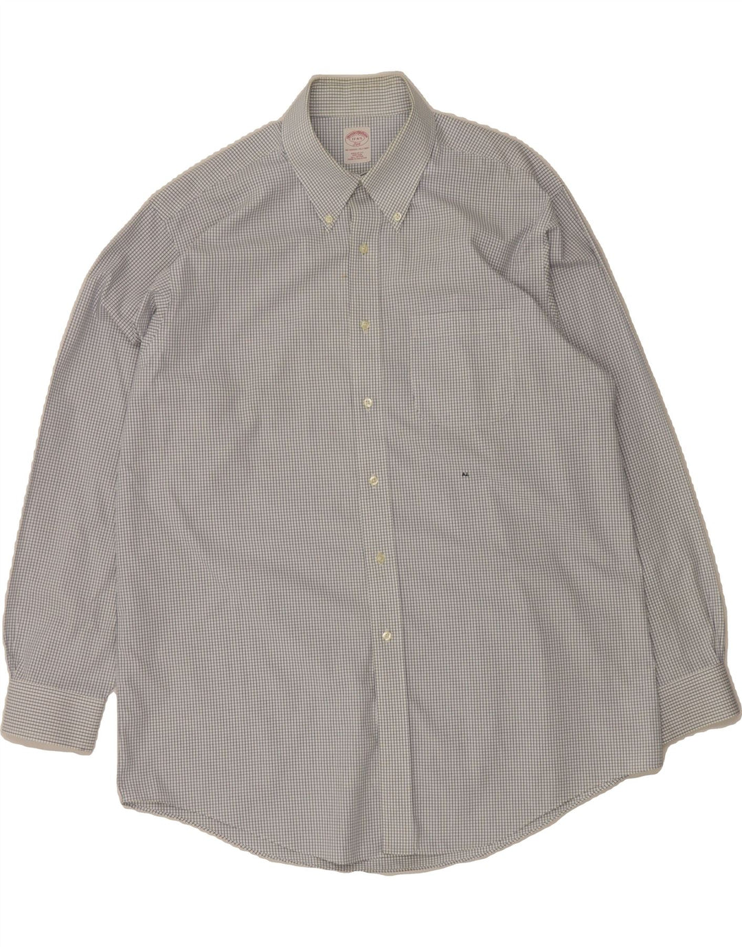 BROOKS BROTHERS Mens 346 Regular Fit Shirt Size 17 4/5 XL Blue Check Vintage Brooks Brothers and Second-Hand Brooks Brothers from Messina Hembry 