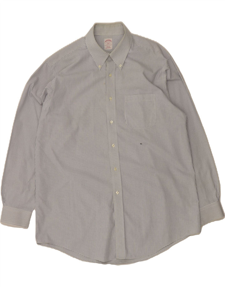 BROOKS BROTHERS Mens 346 Regular Fit Shirt Size 17 4/5 XL Blue Check Vintage Brooks Brothers and Second-Hand Brooks Brothers from Messina Hembry 