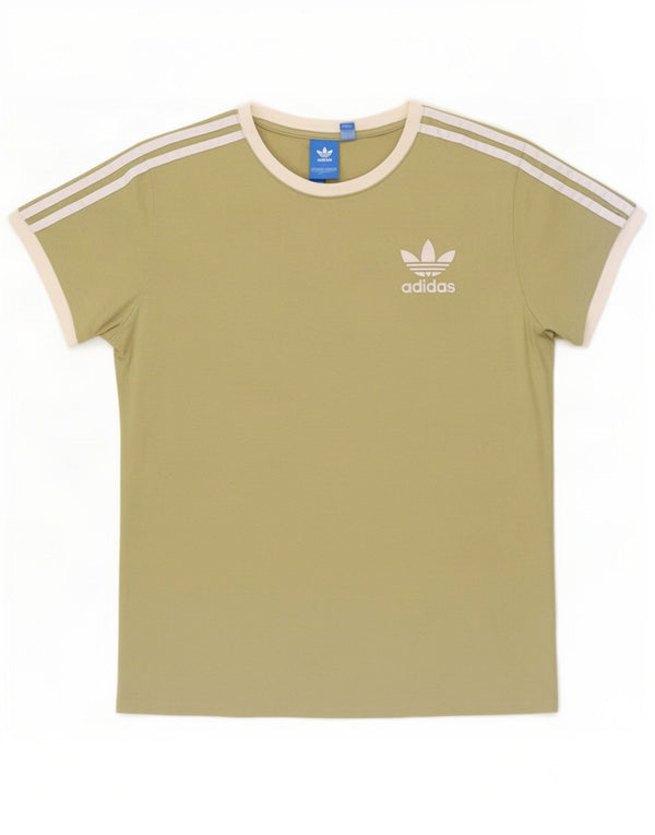 T-shirt da donna Adidas Top UK 8 Small in cotone color block kaki