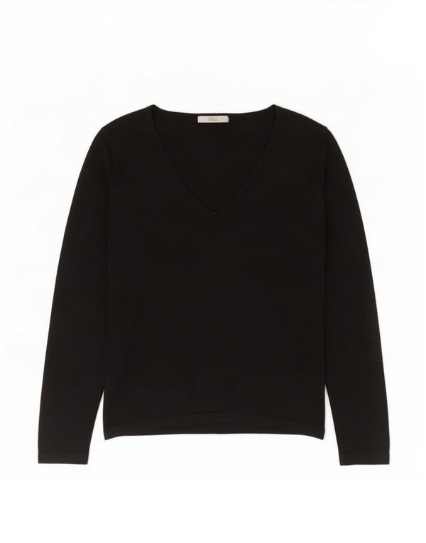 Maglione con scollo a V da donna Marks & Spencer UK 14 Viscosa nera media