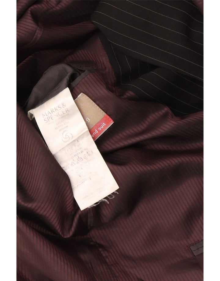 Giacca blazer a 2 bottoni Marks & Spencer da uomo UK 42 grande gessato nero