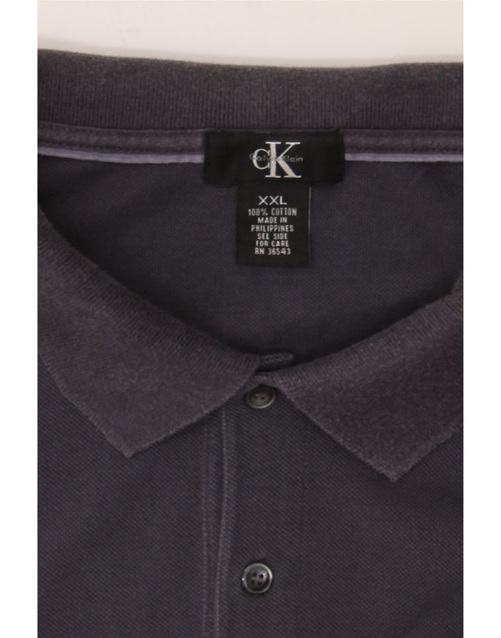 CALVIN KLEIN Mens Polo Shirt 2XL Navy Blue Cotton Vintage Calvin Klein and Second-Hand Calvin Klein from Messina Hembry 